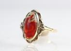 Vintage gouden ring met mosagaat, Goud, Met edelsteen, Ophalen of Verzenden, Ring