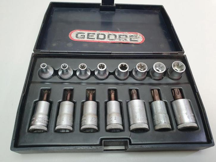 Gedore torx en etorx doppenset met 3/8" opname, Auto diversen, Autogereedschap, Gebruikt, Ophalen of Verzenden