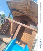 Houten Speelhuis met Glijbaan, Kinderen en Baby's, Speelgoed | Buiten | Speelhuisjes, Ophalen, Gebruikt, Hout