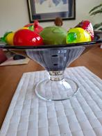 PAARS/DONKER BLAUWE FRUITSHAAL MET GLAZEN FRUIT, Antiek en Kunst, Ophalen