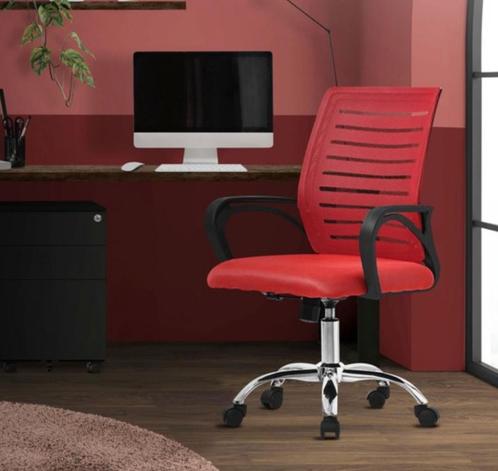 Ergonomische bureaustoel met armleuningen,, Huis en Inrichting, Bureaustoelen, Zo goed als nieuw, Bureaustoel, Rood, Ergonomisch