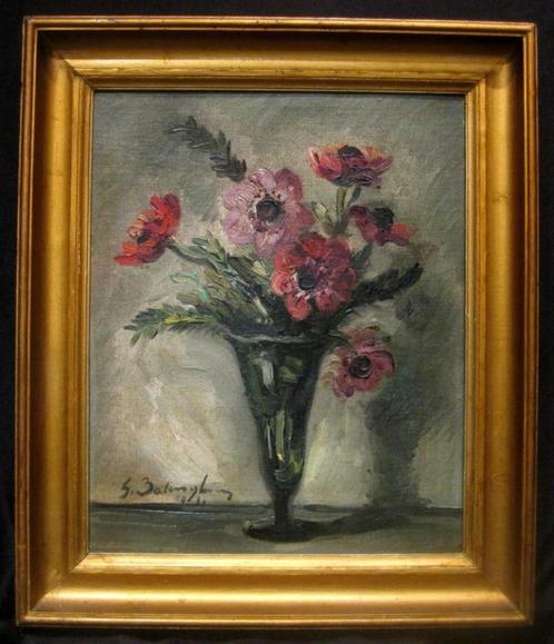 ==Gustave BALENGHIEN 1892-1953==bloemen in vaas=BELGISCH==, Antiek en Kunst, Kunst | Schilderijen | Klassiek, Ophalen of Verzenden