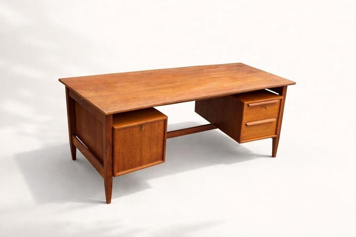 Teak boomerang bureau vintage, Huis en Inrichting, Bureaus, Zo goed als nieuw, Bureau, Ophalen