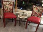 2 Vintage stoelen /opnieuw gestoffeerd (echtleer en gobelin), Antiek en Kunst, Antiek | Meubels | Stoelen en Banken, Ophalen of Verzenden