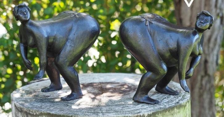 DIKKE DAMES / BRONZEN BEELDEN / 2 modellen, Antiek en Kunst, Kunst | Beelden en Houtsnijwerken, Ophalen of Verzenden