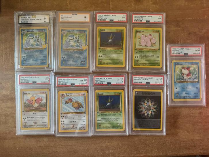 PSA Graded first Jungle Pokémon + Blastoise Celebrations, Hobby en Vrije tijd, Verzamelkaartspellen | Pokémon, Zo goed als nieuw