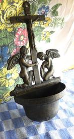 oude koperen wijwaterbak/ religie ornament koper, Antiek en Kunst, Ophalen of Verzenden