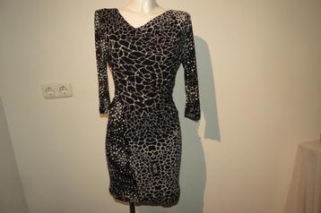 Class Cavalli zwarte jurk in mooie witte print merk bedel xs beschikbaar voor biedingen