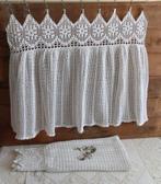 Vintage brocante handgemaakt gordijntjes + gordijnklemmetjes, Ophalen of Verzenden