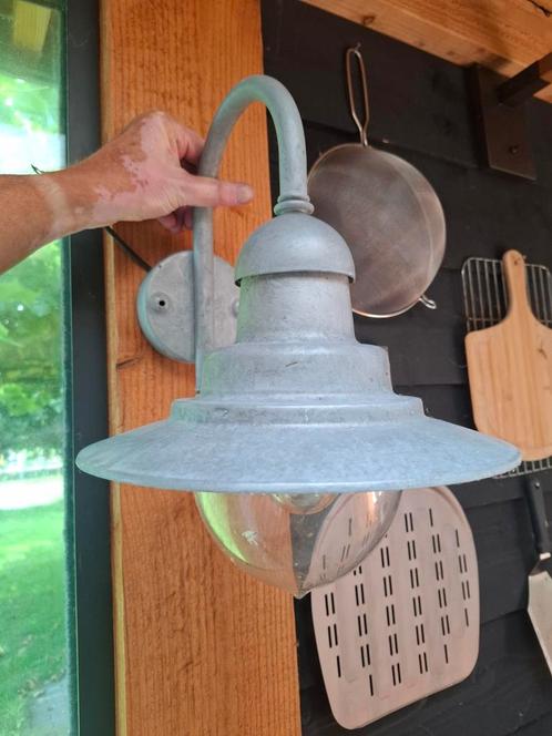 Verzinkte Buitenlamp Zo Goed Als Nieuw, Huis en Inrichting, Lampen | Wandlampen, Zo goed als nieuw, Glas, Metaal, Ophalen of Verzenden