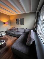 Antraciete velvet bank. 3 zitter + eiland. 300 x 217, Ophalen, Zo goed als nieuw, Stof