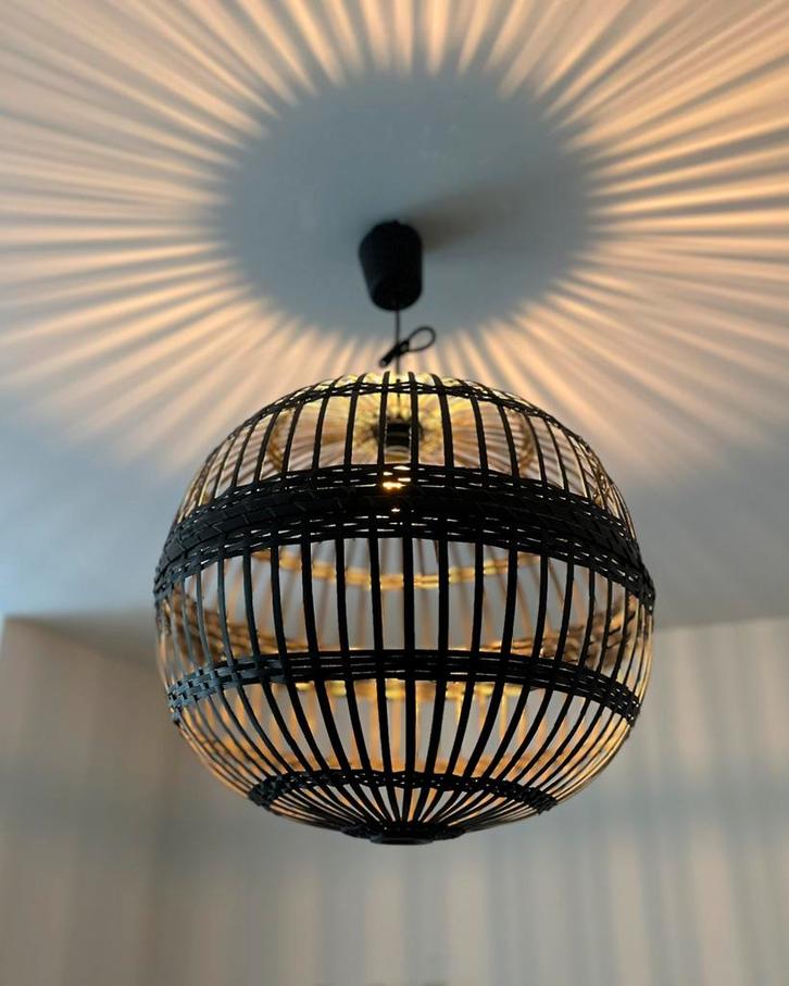 5x Black Bamboo Ceiling Lamps €79, Huis en Inrichting, Lampen | Hanglampen, Gebruikt, Minder dan 50 cm, Overige materialen, Ophalen