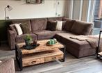 Mooie bruine rib hoekbank, Ophalen, 250 tot 300 cm, Gebruikt, Hoekbank