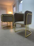4 of 6 Eetkamerstoelen beige (creme) met goud., Ophalen, Zo goed als nieuw, Minder dan 75 cm