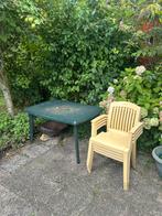 Tuinset: Tafel + 4 Stapelbare Stoelen, Tuin en Terras, Ophalen, Gebruikt, Plastic, Stapelbaar