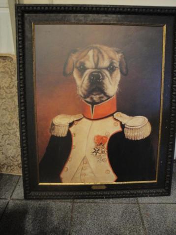 grote hondenschilderij  met mooie lijst baroque  beschikbaar voor biedingen