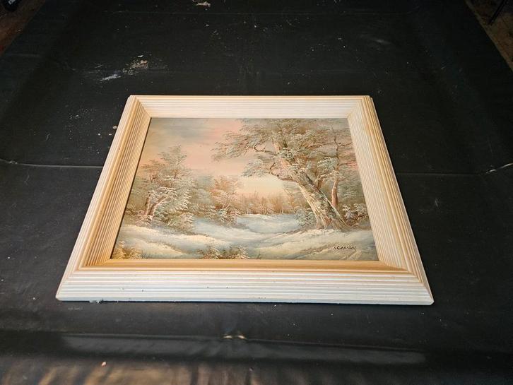 Irene Cafieri Winterlandschap Schilderij te koop. BIEDEN, Antiek en Kunst, Kunst | Schilderijen | Klassiek, Ophalen of Verzenden