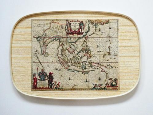 Dienblad Royal Interocean Lines met kaart India naar Bleau, Antiek en Kunst, Curiosa en Brocante, Ophalen of Verzenden