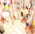 Roze kristallen Teardrop luster, Huis en Inrichting, Lampen | Kroonluchters, Ophalen of Verzenden, Zo goed als nieuw