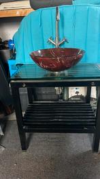 Wastafel met glazen kom., Ophalen, Gebruikt, 50 tot 100 cm, Minder dan 100 cm