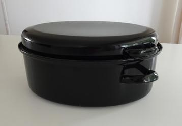 Vintage Braadpan van Emaille in het Zwart beschikbaar voor biedingen