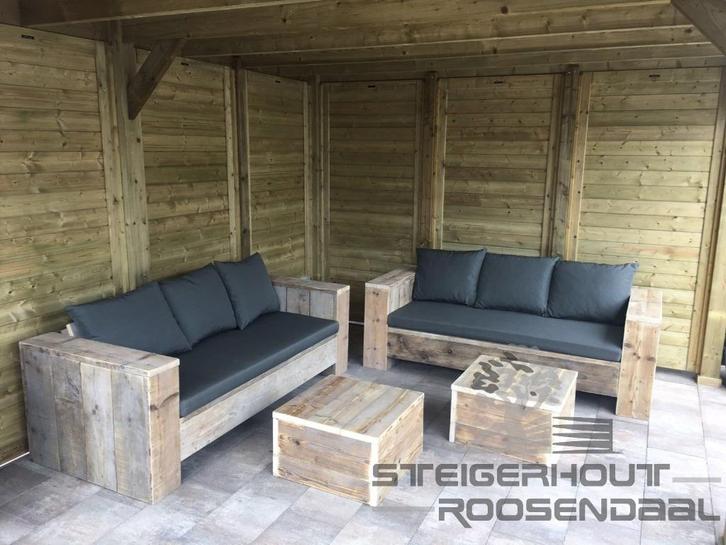 Steigerhouten Loungeset Tegen ACTIE Prijzen SHOWROOM OPEN, Tuin en Terras, Tuinsets en Loungesets, Nieuw, Loungeset, Steigerhout