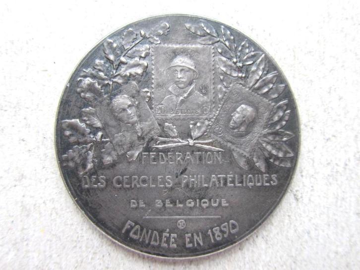 Amsterdam/Brussel Prijspenning Postzegeltent. 1921 ZILVER, Postzegels en Munten, Penningen en Medailles, Zilver, Nederland, Verzenden