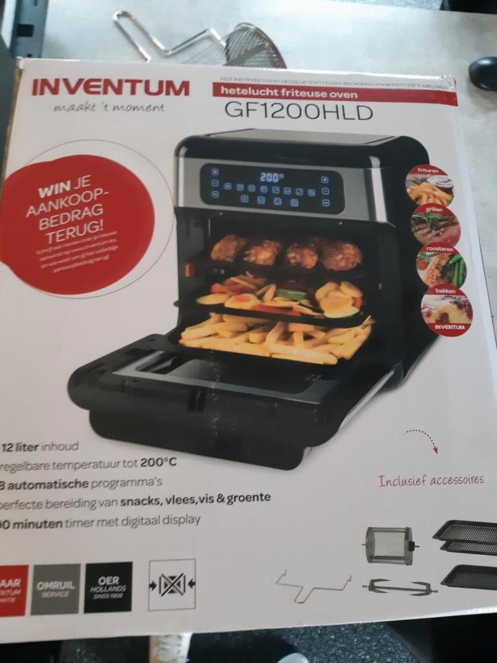 Inventum hetelucht friteuse oven GF1200HLD. 12 liter ZGAN, Witgoed en Apparatuur, Ovens, Zo goed als nieuw, Vrijstaand, Oven, Hete lucht