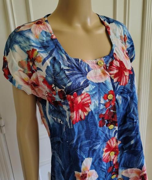 vintage blouse met bloemen, Kleding | Dames, Blouses en Tunieken, Zo goed als nieuw, Maat 36 (S), Blauw, Verzenden