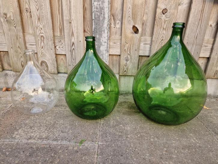 3 Grote wijn flessen in nieuw 10+ 20+ 30ltr meer brocante., Antiek en Kunst, Curiosa en Brocante, Ophalen of Verzenden