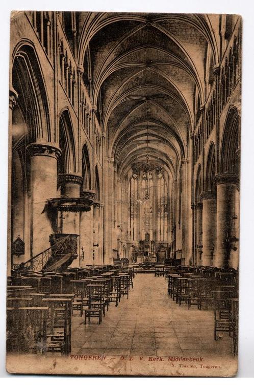 Tongeren Onze Lieve Vrouwekerk Basiliek België kerk - oud, Verzamelen, Ansichtkaarten | België, Gelopen, Limburg, Voor 1920, Ophalen of Verzenden
