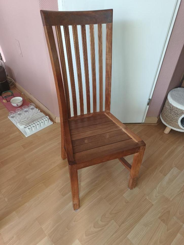 Teak houten stoelen, Huis en Inrichting, Stoelen, Gebruikt, Vijf, Zes of meer stoelen, Hout, Bruin, Ophalen