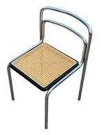 Vintage set van vier Bauhaus-stijl stoelen webbing en staal, Huis en Inrichting, Stoelen, Zo goed als nieuw, Vier, Riet of Rotan