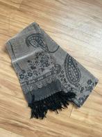 Bruin / zwarte sjaal met franjes en barok print, Ophalen of Verzenden