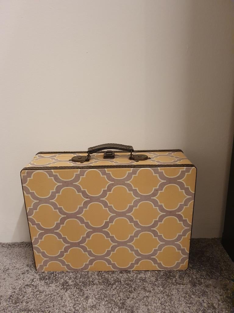 Vintage Koffertje met Patroon, Sieraden, Tassen en Uiterlijk, Koffers, Gebruikt, 50 tot 60 cm, Hard kunststof, Slot