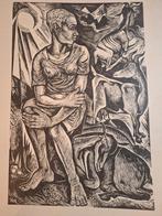 Houtsnede geitjes van Fokko Mees, Ophalen of Verzenden