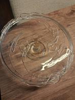 Glazen schaal op voet - 32cm doorsnee, Gebruikt, Schaal, Rond, Ophalen of Verzenden