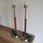 Bedlampen - Kastlampen - Tafellampen - RVS & Teak- LAATSTE X, Gebruikt, Ophalen of Verzenden, Minder dan 50 cm, Metaal
