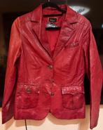 Vintage dieprode leren jas maat 38 lederhandel Pasveer, Maat 38/40 (M), Verzenden, Rood, Pasveer