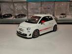 Fiat Nuova 500 Abarth 2008-2013 wit-rood 1/18 Bburago, Ophalen of Verzenden, Zo goed als nieuw, Auto, Bburago