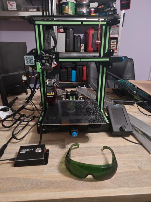 Ender 3 V2 met veel upgrades (3d printer EN laser engraver), Computers en Software, 3D Printers, Zo goed als nieuw, Ophalen of Verzenden