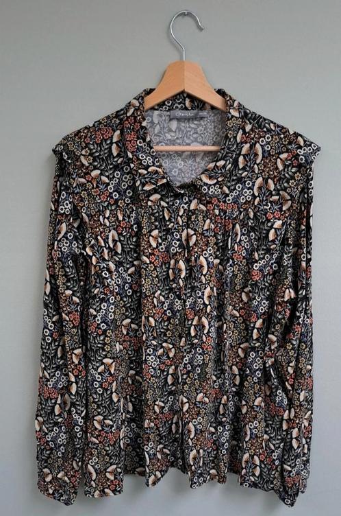 Geisha Blouse Bloemenprint 2XL/44, Kleding | Dames, Blouses en Tunieken, Zo goed als nieuw, Maat 46/48 (XL) of groter, Zwart, Ophalen of Verzenden