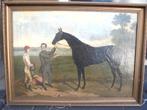 olieverf persoon jockey en paard, Ophalen