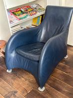 Montis Loge blauw leer, Huis en Inrichting, Fauteuils, Ophalen, Gebruikt, Minder dan 75 cm, Leer