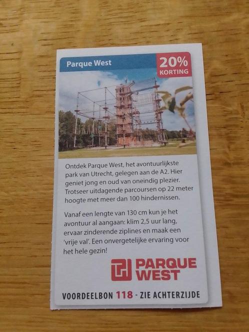 Kortingsbon voor Parque West, Tickets en Kaartjes, Kortingen en Cadeaubonnen, Drie personen of meer, Overige typen, Kortingsbon