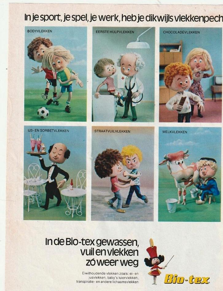 Retro reclame 1978 Biotex wasmiddel voetbal vlekken, Verzamelen, Retro, Overige typen, Verzenden