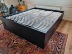 Ikea Brimnes met lattenbodems 160x200cm, Huis en Inrichting, Slaapkamer | Bedden, 160 cm, Gebruikt, Hout, Zwart