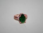 Ring rode goud kleur groen steen glas mt 18, Overige materialen, Verzenden, Nieuw, 17 tot 18