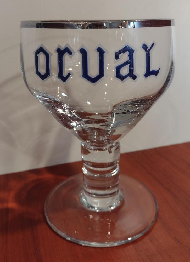 Oud Orval Trappisten Glas Emaille Letters. (B), Verzamelen, Biermerken, Gebruikt, Glas of Glazen, Overige merken, Ophalen of Verzenden