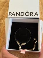 Pandora sliding armband leer/zilver, Sieraden, Tassen en Uiterlijk, Armbanden, Ophalen of Verzenden, Zo goed als nieuw, Zilver